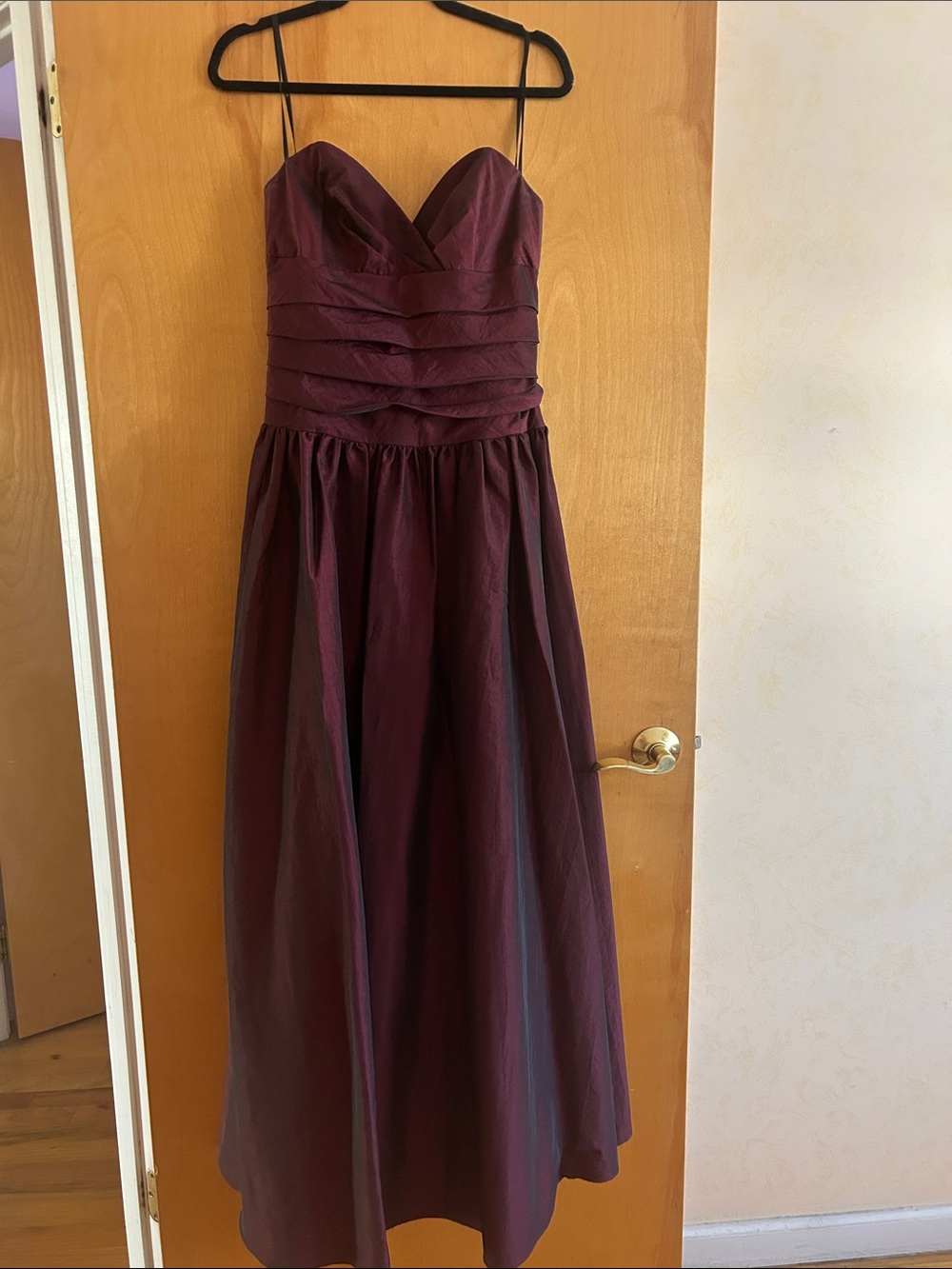 ABS Allen Schwartz Strapless Burgundy Evening Dress. Worn only one time